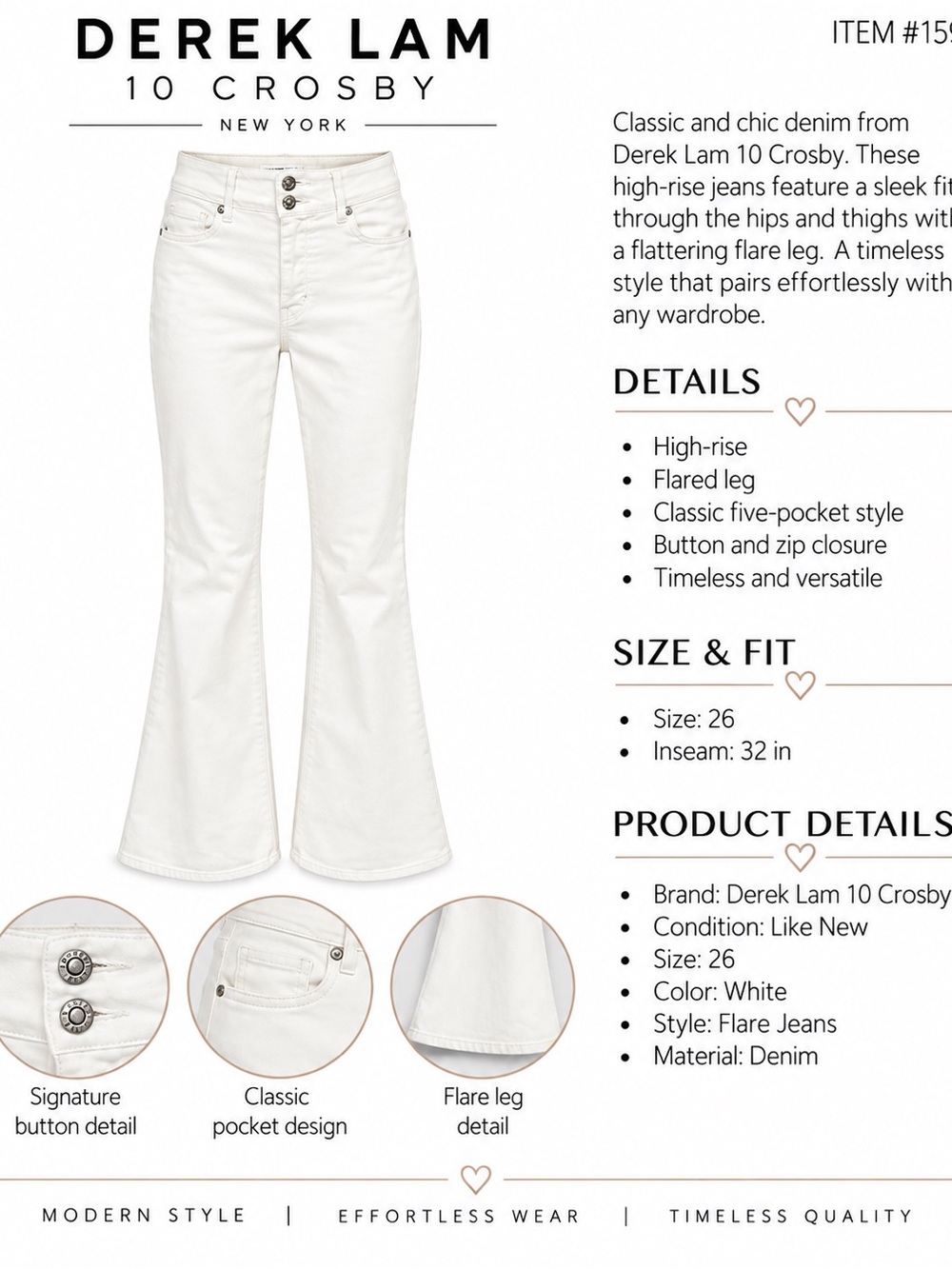 10 Crosby Derek Lam White High-Rise Flare Jeans
